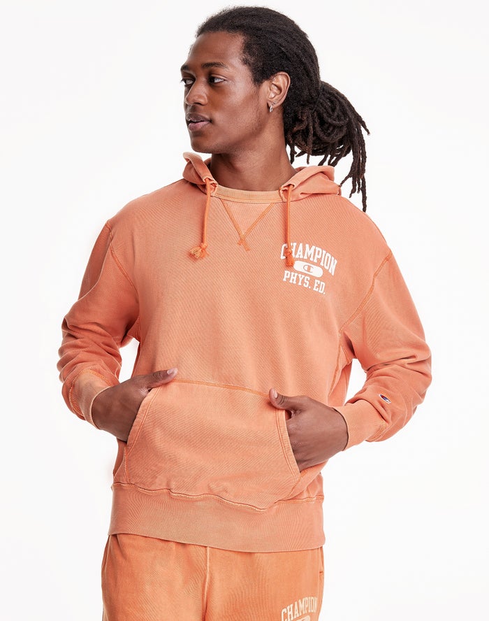 Champion Mens Hoodie NZ - Lightweight Fleece V-Notch Orange ( 0732-JAGRF )